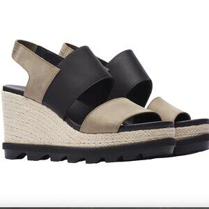 SOREL Joanie II Slingback Wedge Sandals Size 9 Leather Suede Platform